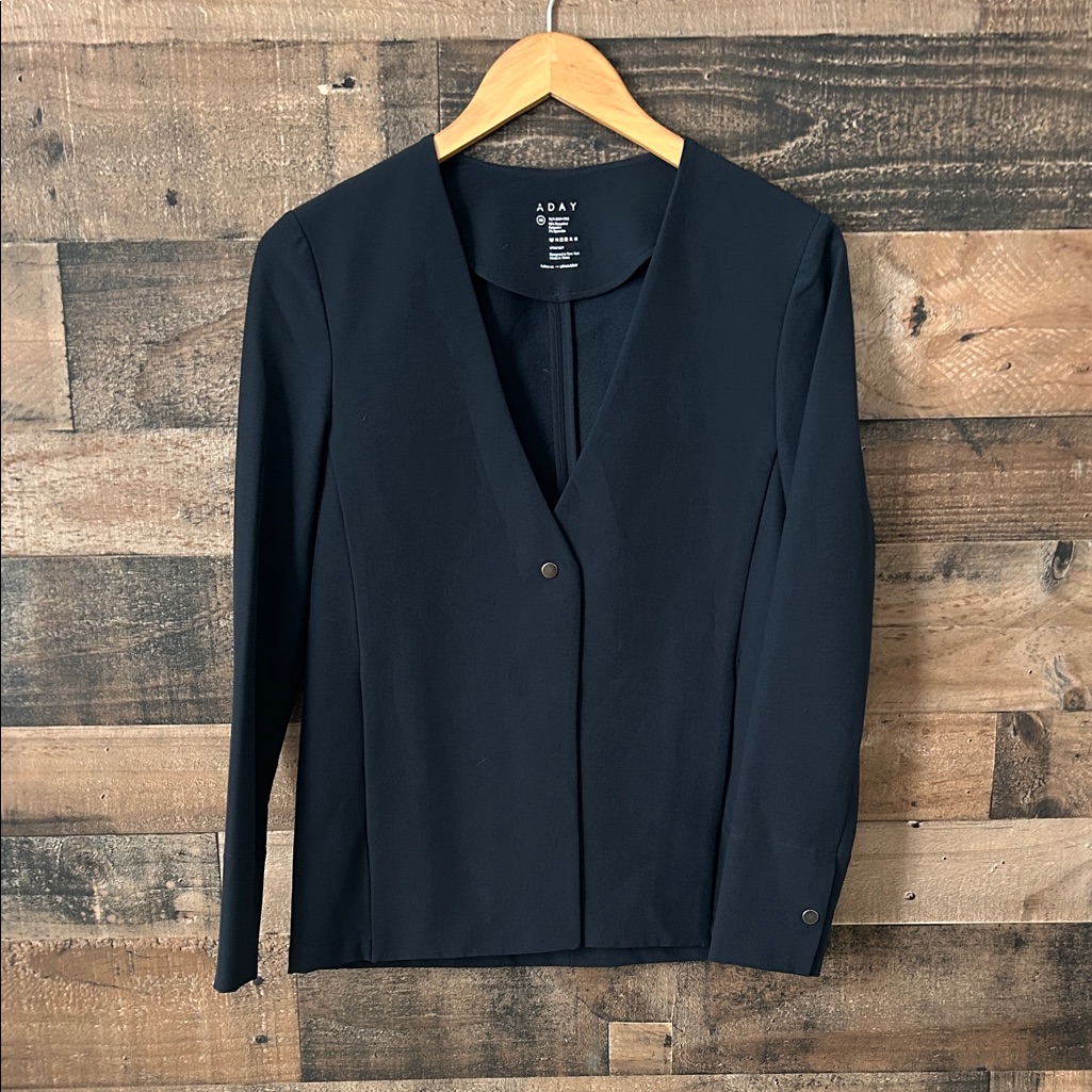 Aday Xs Blazer | Structured Minimalist Work Jacket Euc Luxury Navy